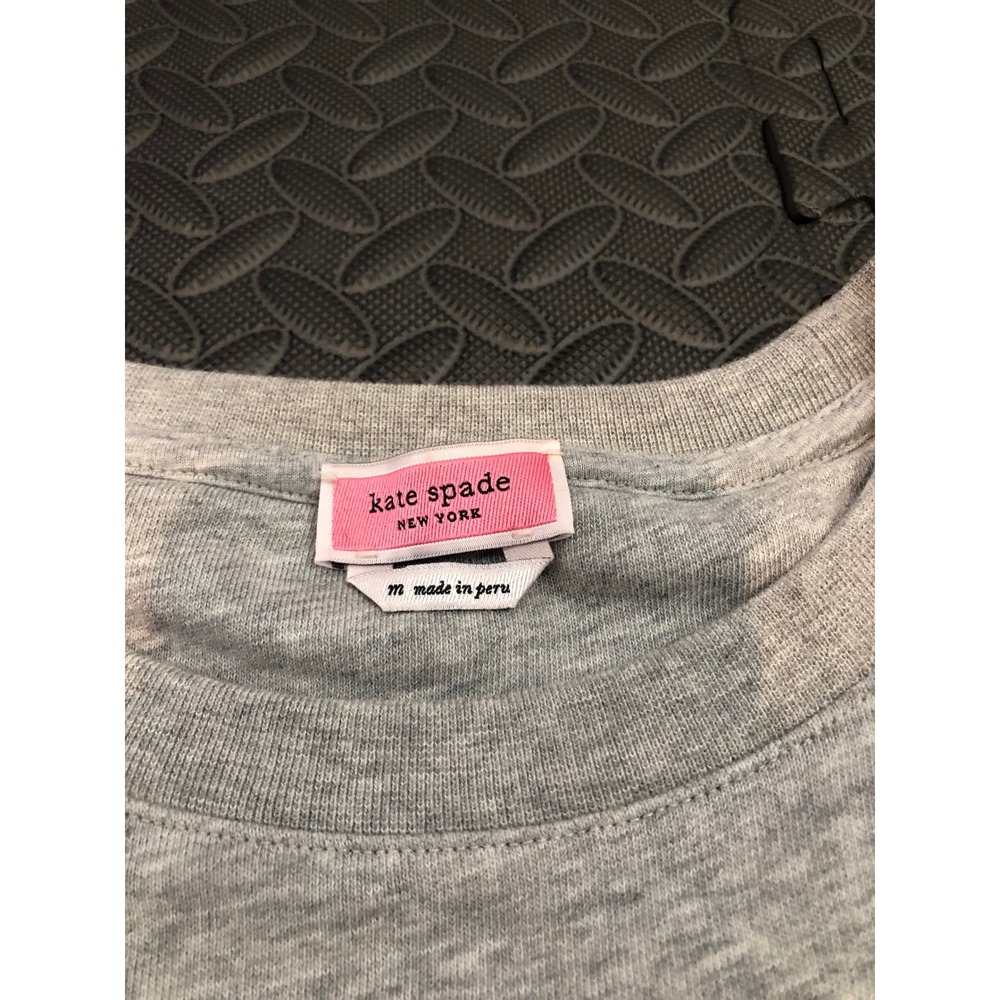 Kate Spade Sweatshirt Womens M Gray Bunny Rabbit Graphic Crewneck KA992 - Picture 3 of 9